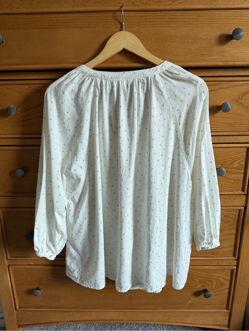 Christian Siriano Womens Long Sleeve Linen Blend Blue Polka Dot Blouse Size 1X - Picture 2 of 8